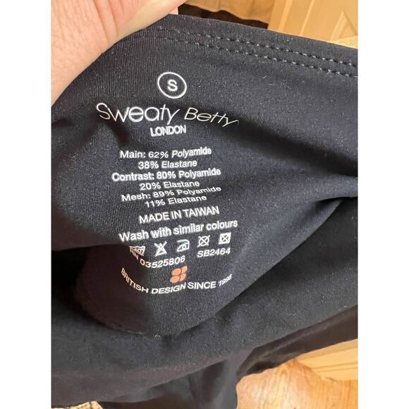 Sweaty Betty Power Wet Look Mesh And Jersey Leggings Black Crop Sz. S - Picture 4 of 4
